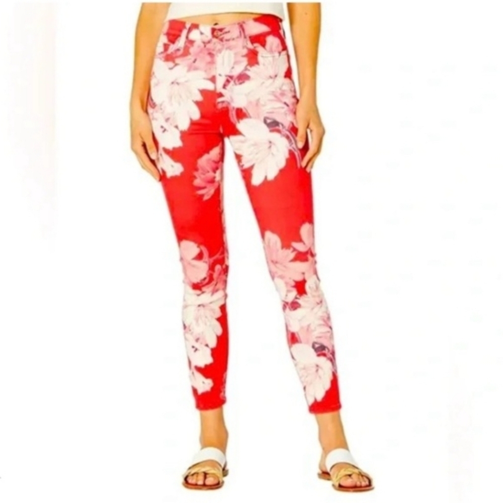 7 For All Mankind The High Waist Ankle Skinny Floral Print Jeans size 26
